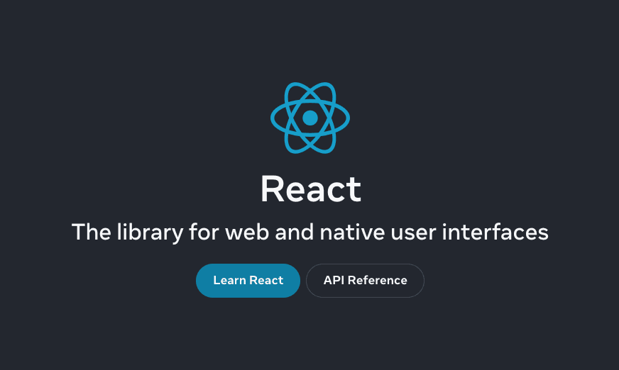 React documentation homepage preview